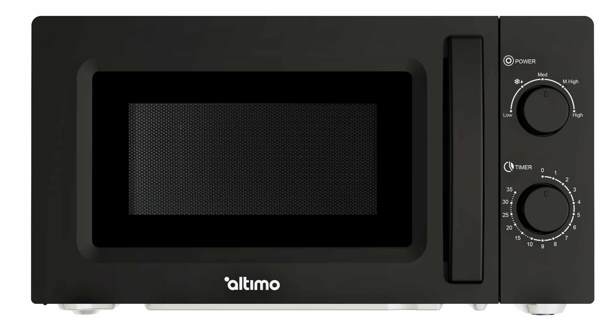 MMW701B Compact Manual Control Microwave with Turntable in Black Altimo