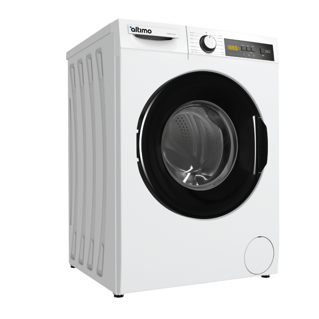 Altimo AWM1014W 10kg 1400rpm Washing Machine – White, front-loading with LED display, digital drive motor, and 15 wash programs.