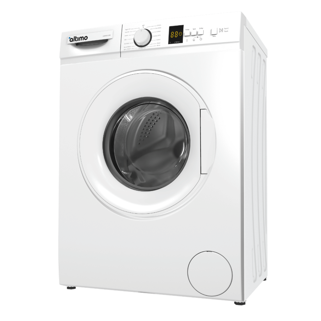 Altimo AWM6122W 6kg 1200rpm Washing Machine – White, front-loading with LED display and 15 wash programs.